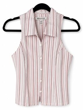 Urban Outfitters NWT Party Girl Striped Tailored Sleeveless Button Down Vest Top